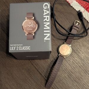 A Beautiful Garmin Lily 2 Classic - Gold With Coffee Nylon Band